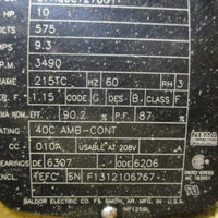 Baldor Reliance CEM3771T5 SuperE Motor 10HP 575V 3490RPM 215TC 13/8" Shaft Di