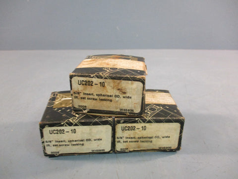Peer UC202-10 Insert Bearing 5/8" Bore Spherical OD (Lot of 3)