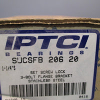 IPTCI BEARINGS Stainless Steel 1-1/4"S 3-Bolt Flange Bracket SUCSFB206-20