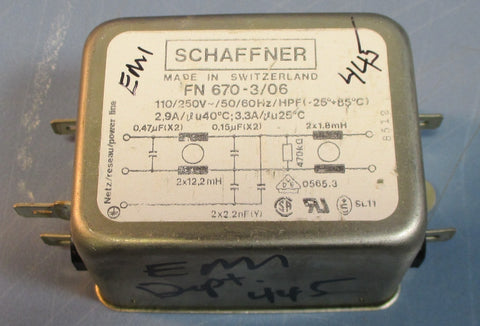 Schaffner FN 6703/06 Power Line Filter 2,9A; 3,3A NOS