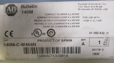 Allen Bradley 140MCW454N Ser. A Compact Busbar 4x45MM 3PH 600AC 64A