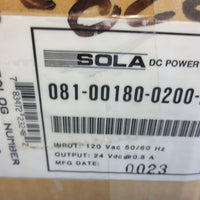 Sola 08100180020024 Dc Power Supply 24V Vdc 120V VAC