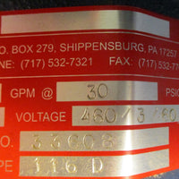 Shipco Pumps Model 116D and Motor Assy Marathon Motor 3/4HP 208-230/460V 3450RPM