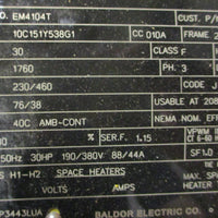 ABB Baldor EM4104T 3-Phase Motor 30HP 1760RPM 230/460V 1-7/8" Shaft Dia