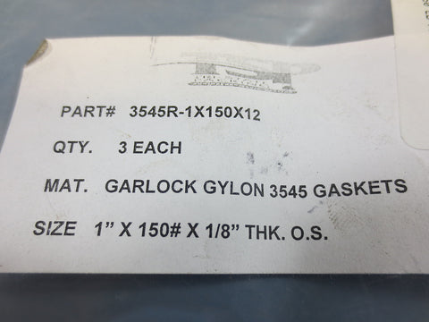 3 Nib TSP 3545R1X150X12 1" X 150 X 1/8" Thick Gaskets 3545 New!!