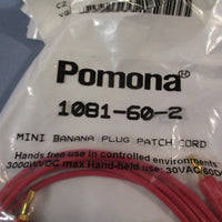 Lot of (5) Pomona Stackable Mini Banana Plug Patch Cord, Red Cable 1081-60-2