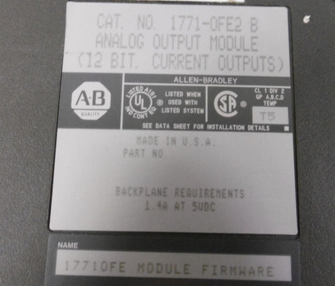 Allen Bradley 1771OFE2 12 BIT. Ser. B  Analog Output Module