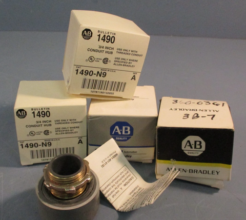 LOT OF (4) ALLEN BRADLEY 1490-N9 3/4" CONDUIT HUB SERIES A
