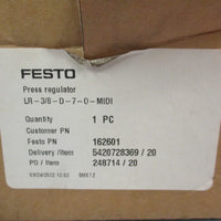 FESTO LR-3/8-D-7-0-MIDI Air Pressure Regulator 162601, 3/8 in Inlet Port