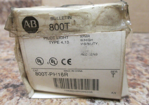 Allen Bradley Pilot Light Bulletin 800T-PH16R Ser T Red XFMR w/ High Visibility