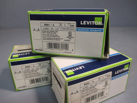 Lot of 3 Leviton Porcelain Lamp holder SAN 546 Mogule Base Keyless 1500W 86944