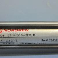 Norgren Air Cylinder ETFR 5/16Rev. #0 15in Stroke 5/16in Rod End