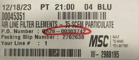 MSC Hankison 00045351 Particulate Air Line Filter Element 35 SCFM E716 3210429