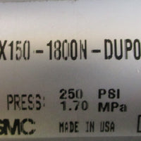 SMC NCA1X150-1800N-DUP01342 Pneumatic Cylinder 1-1/2" Bore 18" Stroke 250PSI Max