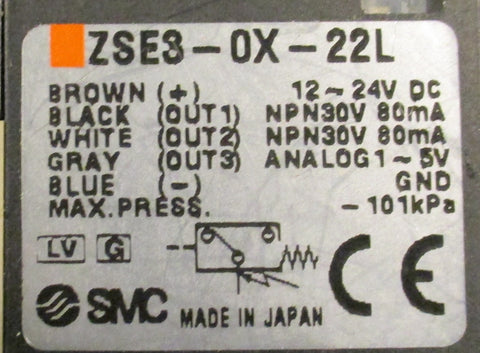 SMC ZSES0X22L Modular Vacuum Switch Ejector 1224VDC 101kPA Max