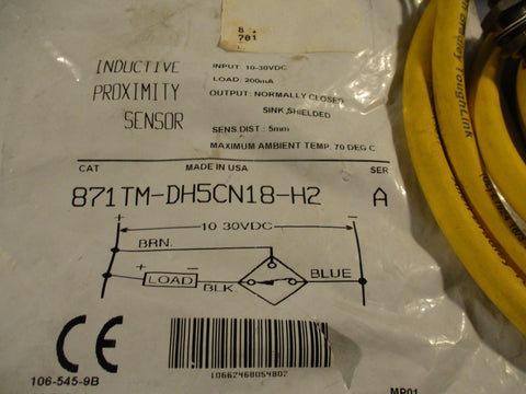 Allen-Bradley 871TM-DH5CN18-H2, Series A, Inductive Porximity Sensor 10-30vdc