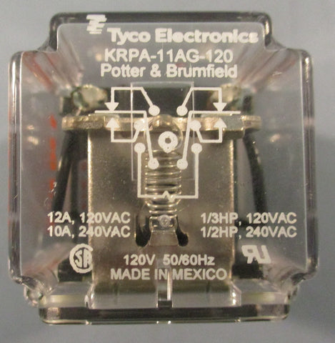 Tyco Electronics KRPA-11AG-120 Relay 12A 1/3HP 120VAC Lot of 2