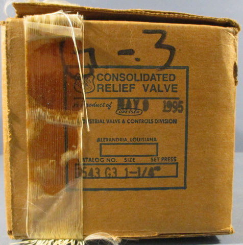 Dresser Consolidated 1543G3 Relief Valve 11/4" 1543 G3 44psi .200" Lift NOS