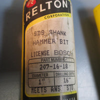 Relton SDS Shank Hammer Bit 207-16-18 1" Dia. & 16" Drilling Depth Used