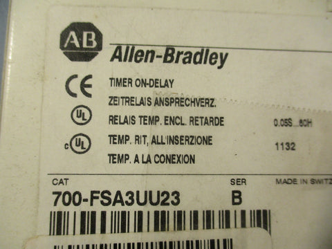 Allen-Bradley FSA3U Time Delay Relay 700-FSA3UU23 On-Delay Ser B