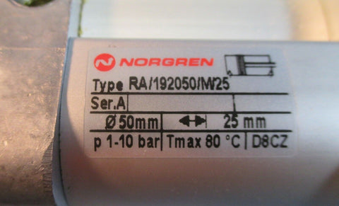 Norgren RA/192050/M/25 Pneumatic Cylinder Double Acting 25mm Stroke NWOB