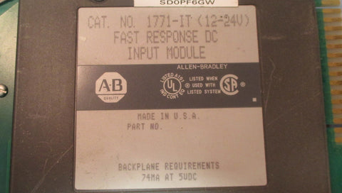 Allen Bradley 1771-IT (12-24V) Fast Response DC Input Module Used