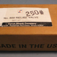 Cyrus Shank No. 800 Safety Relief Valve 800-250 1/2" Inlet 3/4" Outlet Sealed