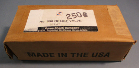 Cyrus Shank No. 800 Safety Relief Valve 800-250 1/2" Inlet 3/4" Outlet Sealed