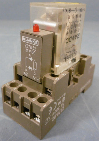 KUHNKE 111-A-4 24VDC Relay with Base Z376.02 7A 300V AC