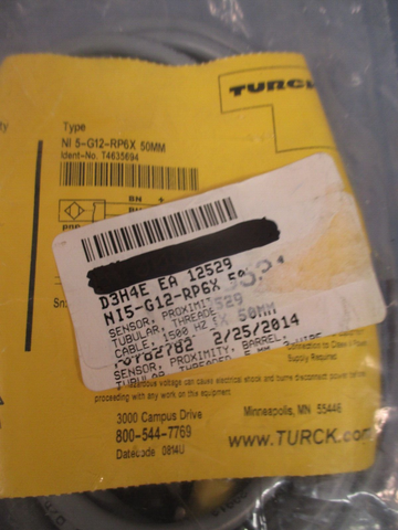Turck Inductive Proximity Sensor Switch NI5G12RP6X