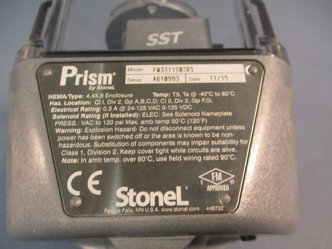 ITT PURE-FLO .38" B204 w/PRISM by STONEL PM3311S02RS VALVE/ACTUATOR ASSEMBLY