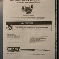 Gast 2567V103 Rotary Vane Vacuum Pump 15psi Max 50/60Hz 4 Vanes