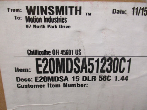 Winsmith E20MDSA51230C1 Worm Gear Reducer 15:1 Ratio 56C Frame Stainless Steel