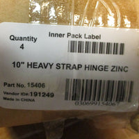 Lot of 8 (2 Boxes) Everbilt 15406 Zinc Plated 10" Heavy Strap Hinge
