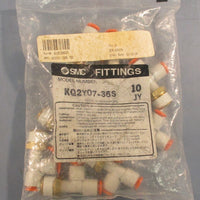 SMC KQ2Y0736S Male Run Tee Fittings 1/4" P2C to 3/8" NPT Bag of 10 Sealed