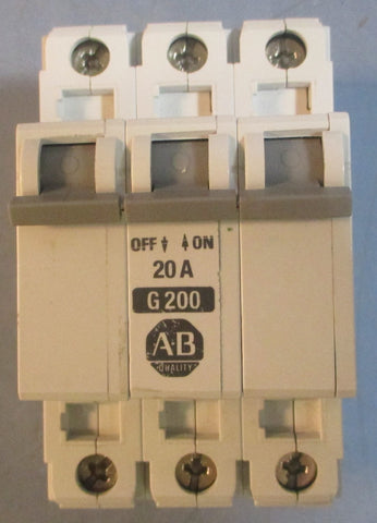 Allen Bradley 1492CB3 Ser B G200 Circuit Breaker 20A 480VAC 65VDC