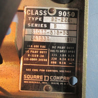 Square D Class 9050 BO22E Series B 3101751853 10A 600VAC Timing Relay