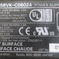 Omron S8VK0C06024 Power Supply w/ Power Cable 100240VAC Input (Lot of 2)