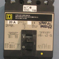 Square D FAL34020 Circuit Breaker 20A 50/60Hz 3 Pole 480V 6" Length