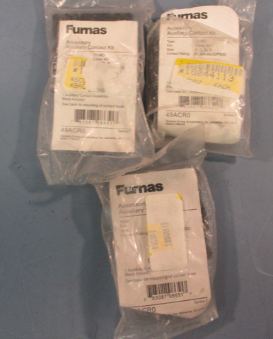 Lot of (3) Siemens Furnas 49ACR0 Auxiliary Contact Kit, Series F