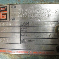 Dodge APG 180DM4A Gear Reducer 17.1:1 Ratio 8.37 HP 3159566002UX 607916368P Used