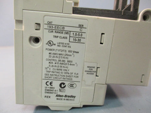 Allen-Bradley E1 Plus 193-EECB SER. C 600V 1.0-5.0A Overload Relay