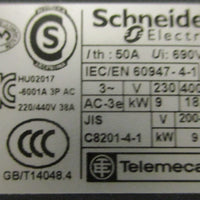 Schneider Electric LC1D38U7 TeSys Control Contactor 3 Poles 38 A 20 HP 480 V
