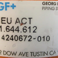 Georg Fischer GF Diastar 161.644.612 Pneumatic Actuated Diaphragm Valve 9/16"