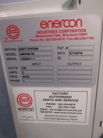 ENERCON EJECTOR SYSTEM 120V, 2 AMPS, 60 Hz, 1 PHASE MODEL LM4438-23