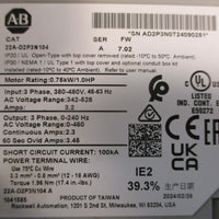 Allen Bradley 22AD2P3N104 Ser A Powerflex 4 AC Drive 3 Phase 0.75kW 380480V