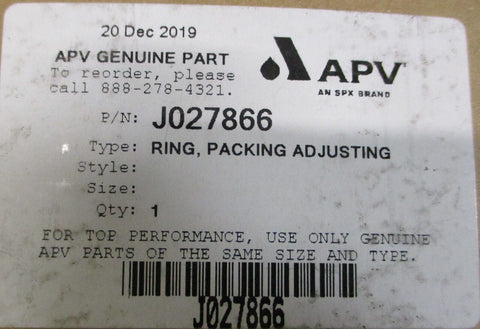 SPX / APV J027866 Packing, Adjusting Ring 2-7/16" Bore, 3-3/8" OD, 1-1/4" W