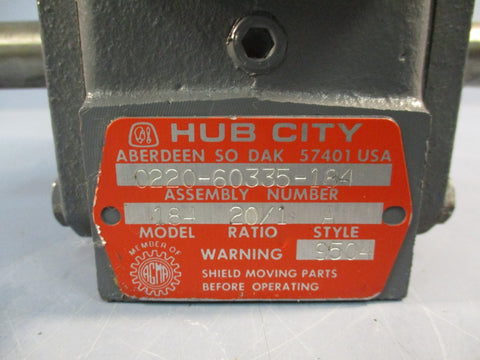 HUB-CITY 0220-60335-184 GEAR REDUCER RATIO 20:1 MODEL 184 STYLE A