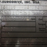Sew Eurodrive SA67DV100M4 Gearmotor DFV100M4 20.37:1 3HP 1730/85RPM NOS