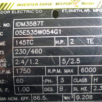 Baldor Reliance IDM3587T Inverter Drive Motor 3 PH 2 HP 1750 RPM 7/8" Shaft Dia